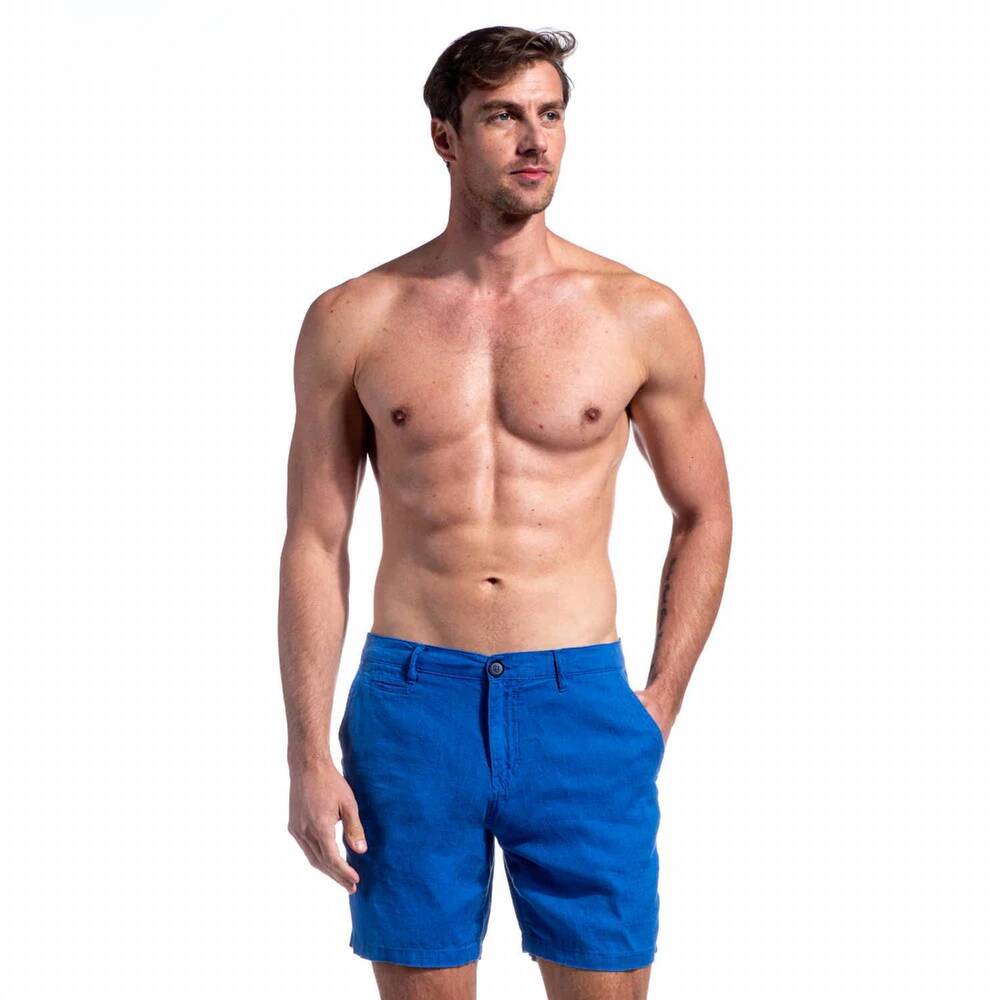 NEW EIGHT X linen slim fit shorts in blue